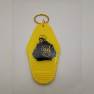 Motel Keychain Custom Retro Styled Yellow Skeleton "99 Problems" Keyring Gift